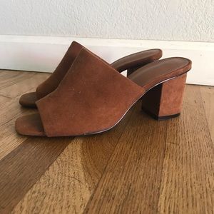 Zara Suede Peep Toe Mules